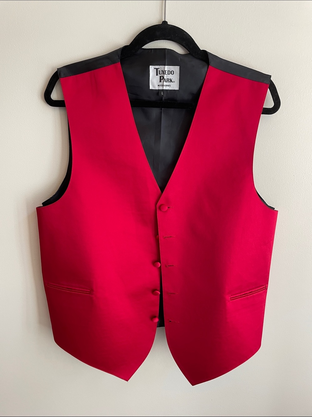 Tuxedo Park Red Satin Vest Size Large